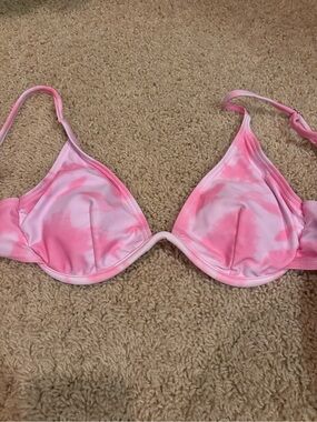 Missguided Pink Tie-Dye Triangle Bikini Top